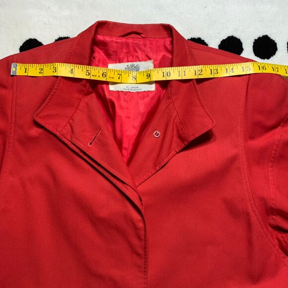 Vintage 90s Aquascutum London Aqua 5 Red Long Belted Trench Coat Overcoat - Picture 9 of 16